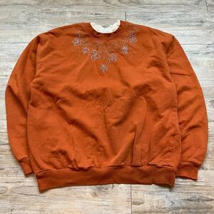 Vintage Sweatshirt Liberty Lane Gem Floral Small Oversized Burnt Orange Granny